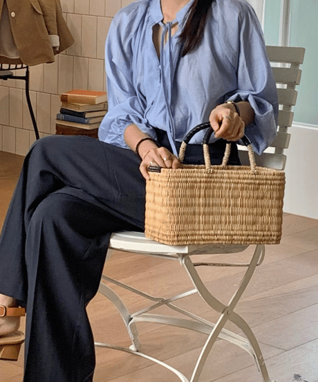 soft tie neck blouse / 2color　hm2854