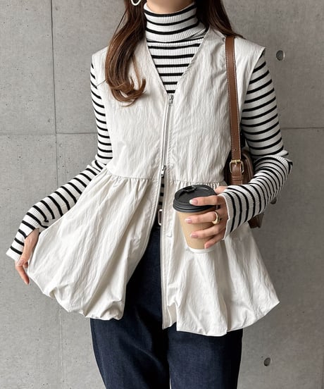 peplum zip-up vest / 3color　hm2572