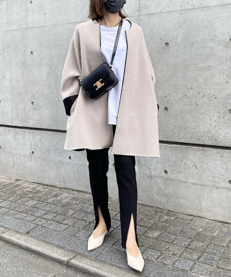 a-line bi-color coat　hm2595