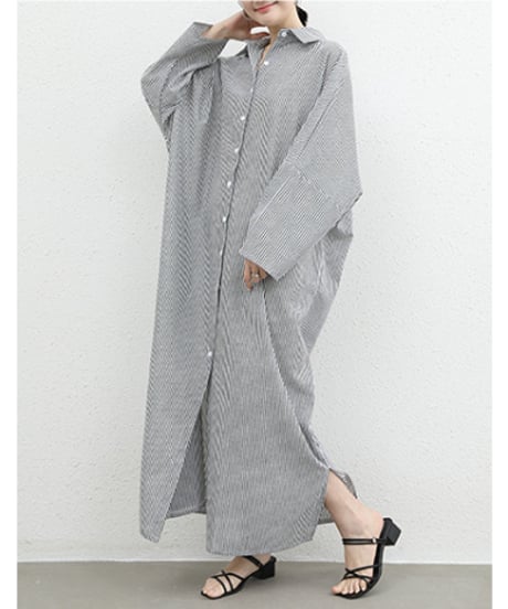 striped shirt dress / 3color　hm2538