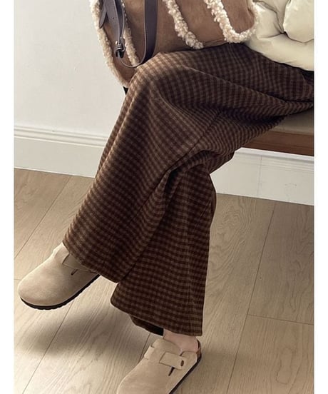 check wide pants / 2color　hm1782