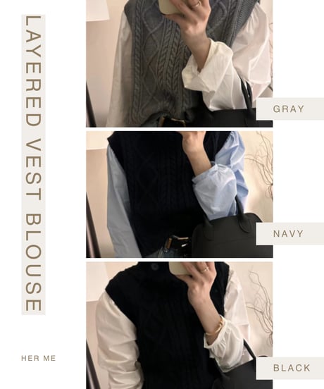 layered vest blouse / 3color　hm1849