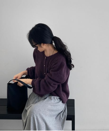 fluffy knit cardigan  / 6color　hm2630