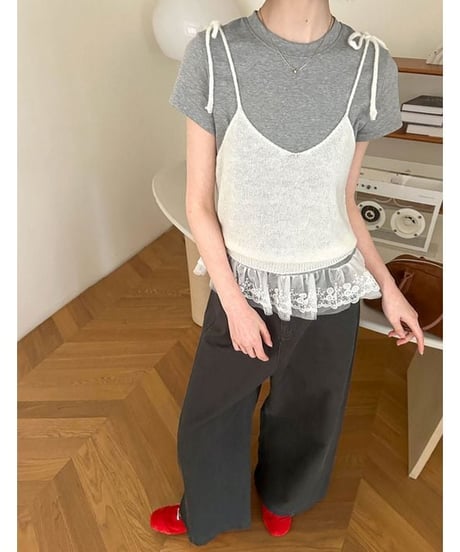 shoulder ribbon cami / 4color　hm2338