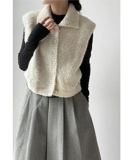 textured knit vest / 4color　hm2675