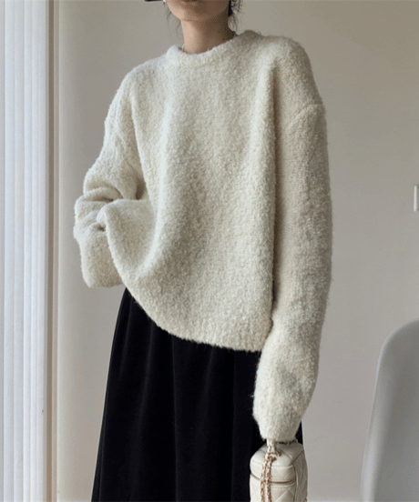 boucle crewneck knit / 6color　hm2770