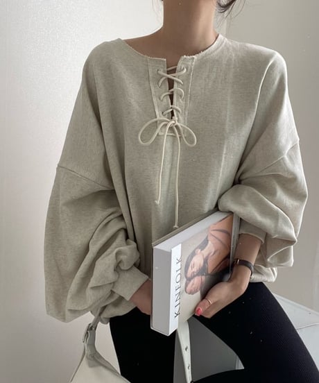 lace-up pullover / 2color　hm1683