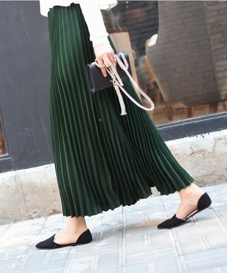 pleated long skirt / 9color　hm2133