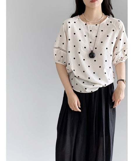 dot airy blouse / 2color　hm2402