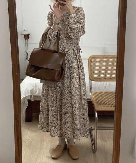 retro flower long dress / 2color　hm1673