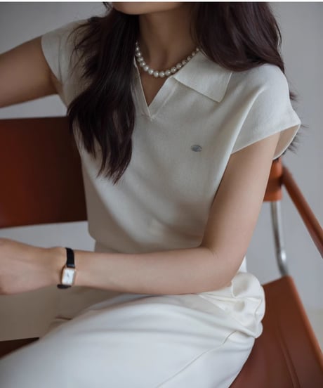 collar knit top / 3color　hm2886