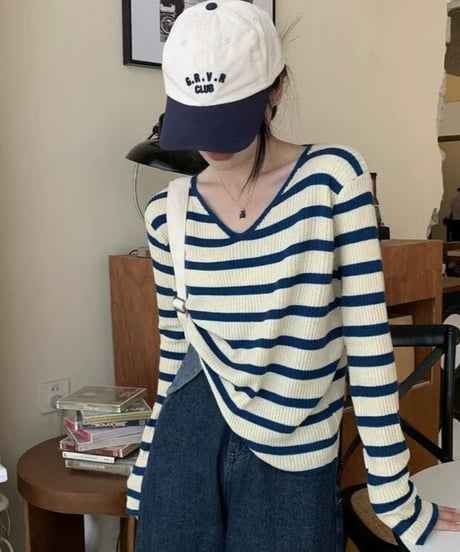 border knit top / 3color　hm2518