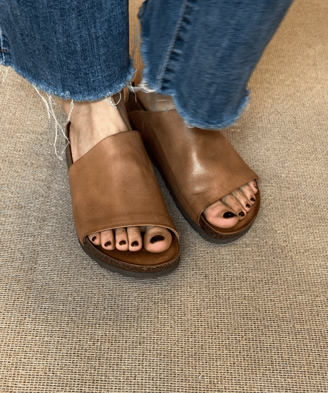 leather slide sandals / 2color　hm2374