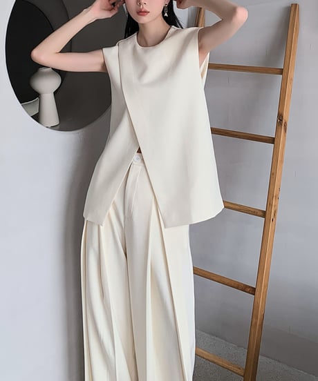 sleeveless top & wide pants suit　hm1406