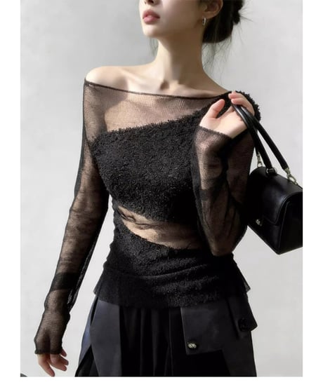asymmetric knit top / 2color　hm2882