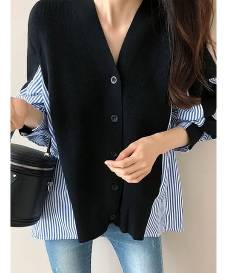 docking knit cardigan / 2color　hm2780