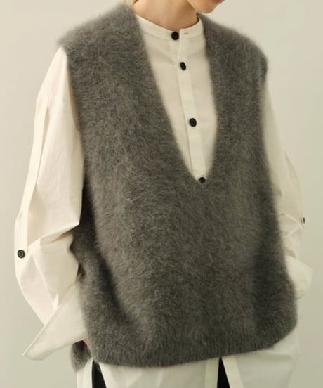 deep v-neck knit vest / 2color　hm1851