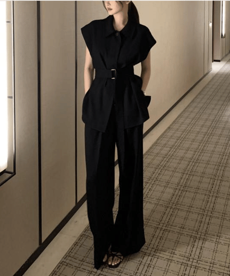 collared pants set / 3color　hm2863