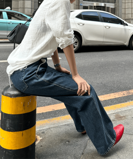 straight denim pants / 2color　hm1172