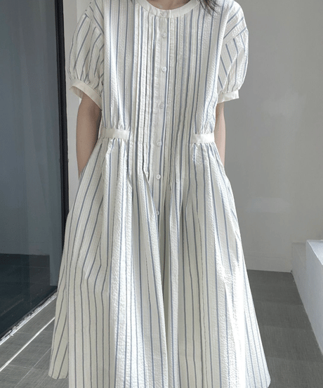 striped button dress　hm2873