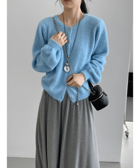 fluffy knit cardigan  / 6color　hm2630