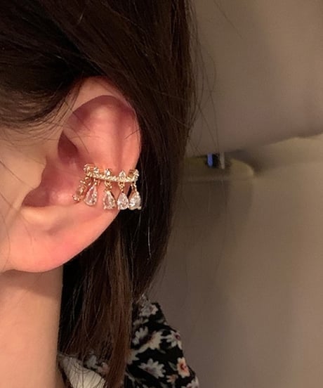 fringe stone ear cuff　hm1559