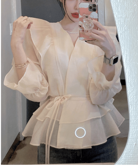 frill wrap blouse / 4color　hm2824