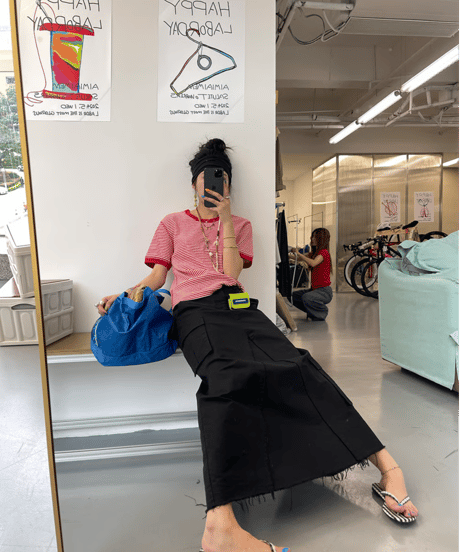 relaxed border tee / 2color　hm2351