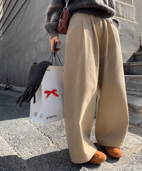 wide tuck pants / 2color　hm1128