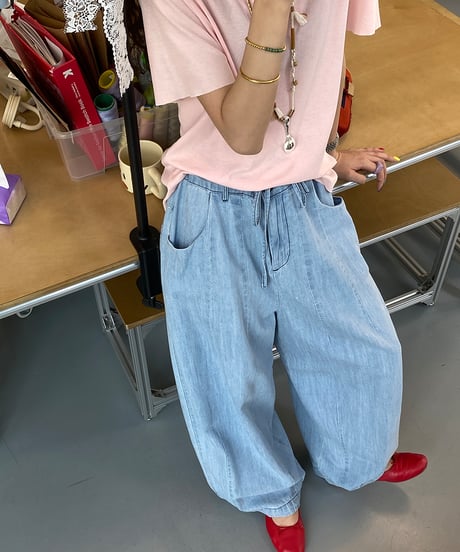 drawstring denim pants / 2color　hm2347