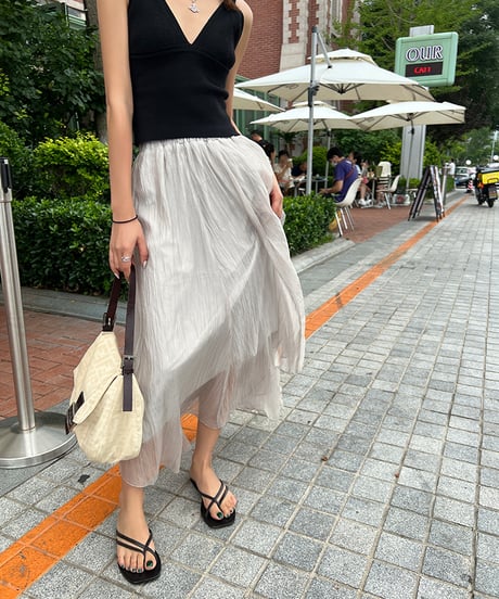 sheer pleated skirt / 2color　hm1359
