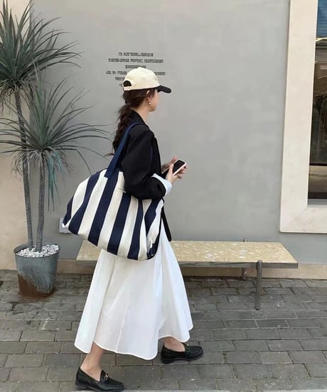 striped tote bag / 2Type　hm2481
