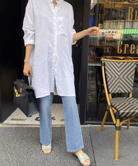 relaxed linen shirt　hm2939