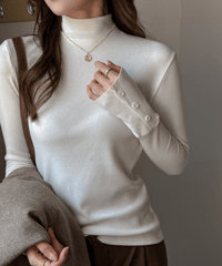 sleeve button knit / 6color　hm1823
