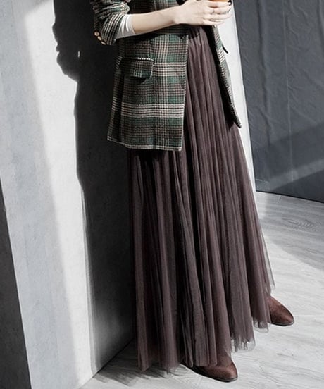 long flared tulle skirt / 4color　hm1885
