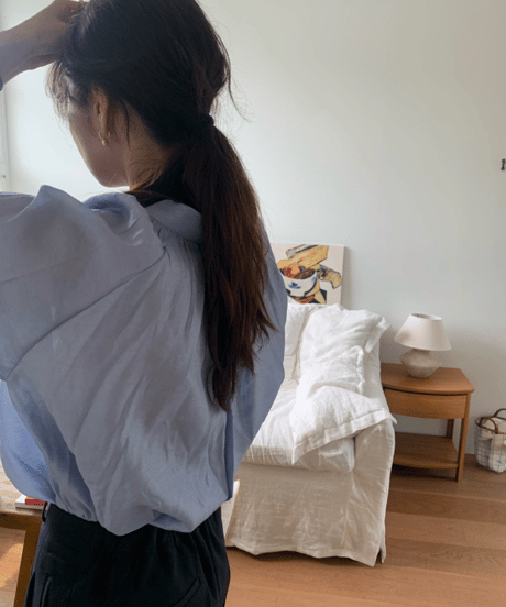 soft tie neck blouse / 2color　hm2854