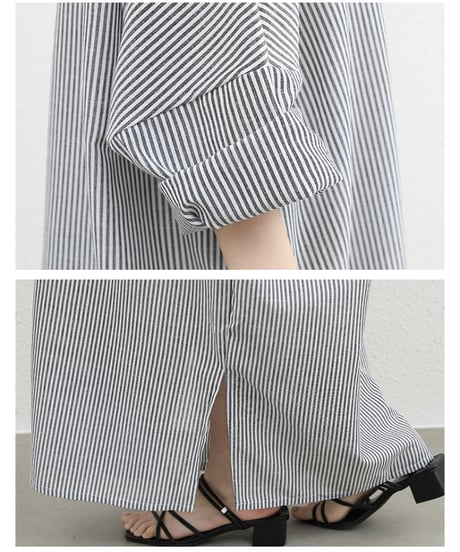 striped shirt dress / 3color　hm2538