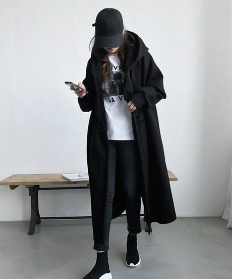 long hoodie coat / 2color　hm2659
