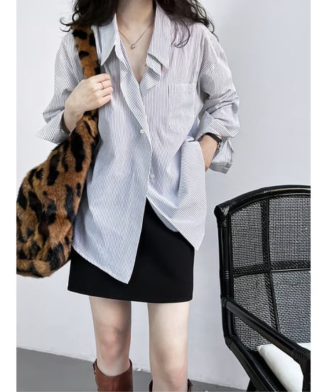 striped irregular blouse / 2color　hm2042