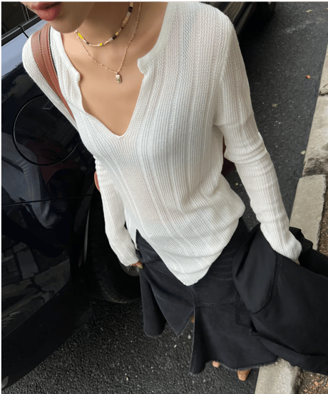 v-neck knit sweater / 2color　hm1040