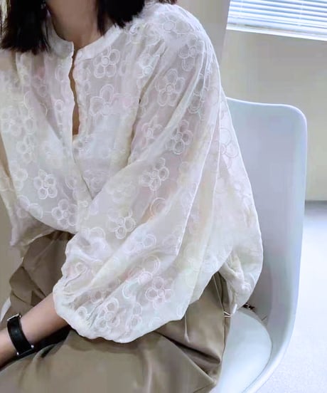 embroidered sheer blouse　hm2929