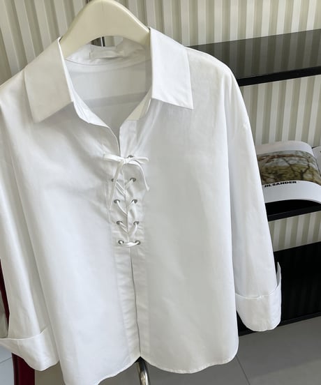 lace-up front shirt　hm2064