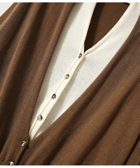 《即納》layered knit cardigan / 4color　hm2722