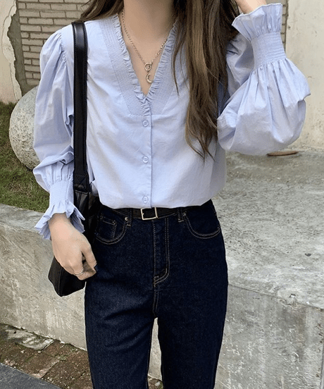 french puff blouse / 2color　hm2930