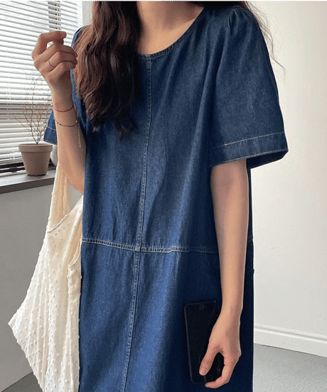 denim midi dress / 2color　hm2860