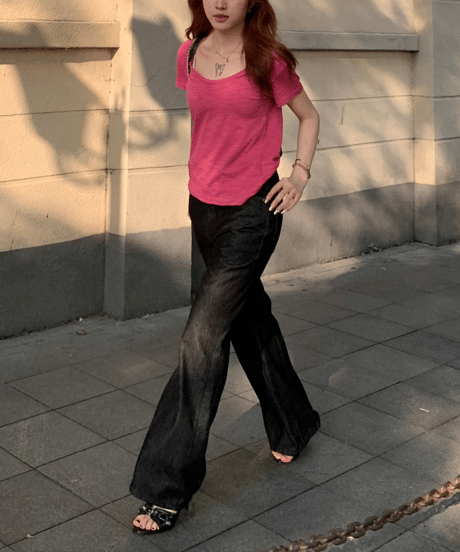 relax u-neck tee / 2color　hm2398