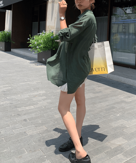 back slit shirt / 2color　hm1574