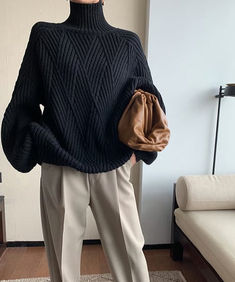 《即納》diamond pattern knit / 2color　hm1727