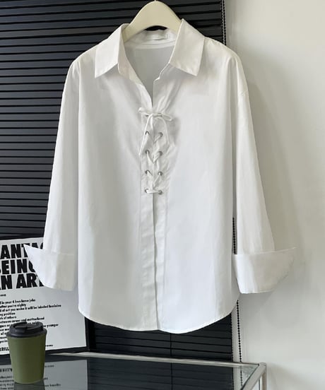lace-up front shirt　hm2064