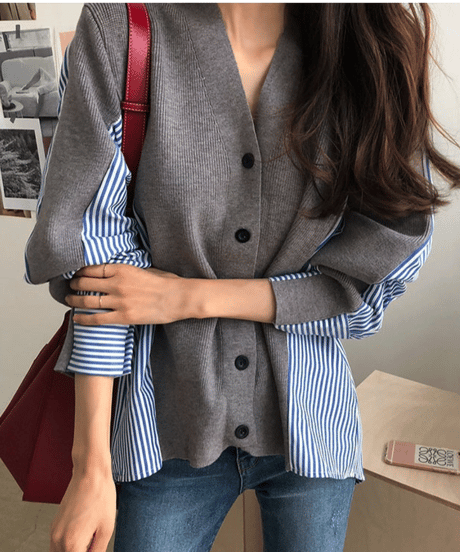 docking knit cardigan / 2color　hm2780